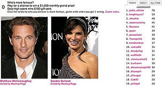Play Celebrity Faceoff, Win $1000! (Yup, $1000!)