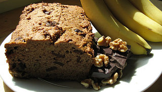 Low Fat Banana Bread With Chocolate, Cherries and Walnuts