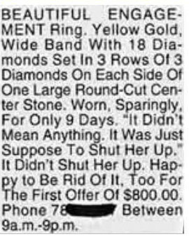 Ring (And A Whole Lotta Baggage) For Sale