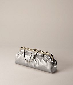 ANN TAYLOR ONLINE STORE: Ruched Silver Clutch