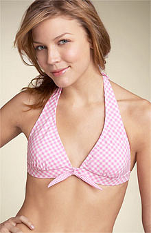 Shoshanna Pink Gingham Halter Bikini Top