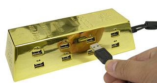 It's Gold, Solid Gold Baby: Thanko Gold Ingot USB Hub
