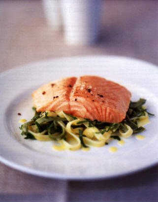 Sunday Dinner: Lemon Baked Salmon with Tagliatelle