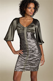 Nicole Miller Ruched Charmeuse Dress 