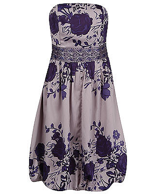 floral satin tube dress