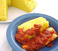 Fast & Easy Dinner: Baked Polenta with Zucchini and Tomato-Pepper Sauce