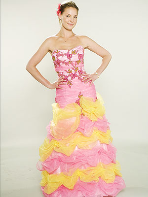 TAKE THE CAKE
"That was sort of our Barbie on acid dress," Thomas says. "It was very scratchy, but it was hilarious!"
