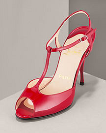 Christian Louboutin Patent T-Strap Sandal - Neiman Marcus