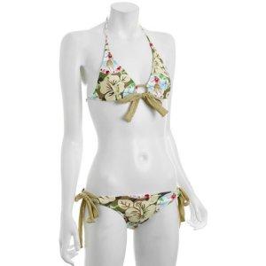 TROPICAL PRINT: Salinas Swimwear floral hawaiian 'Samoa' gold tie bikini