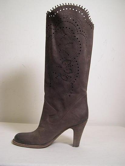 DecadesTwo/Ebay: BOSS BOOTS~Auth Barney's COOP Perforated Boots Heels