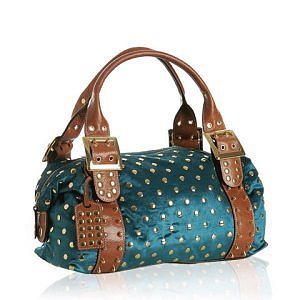  Be & D teal studded velvet 'Garbo' bag