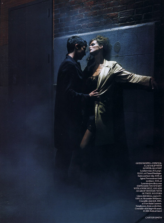 Vogue UK January 2006 "Unfaithful" 
Photographer: Carter Smith
Model: Carmen Kass