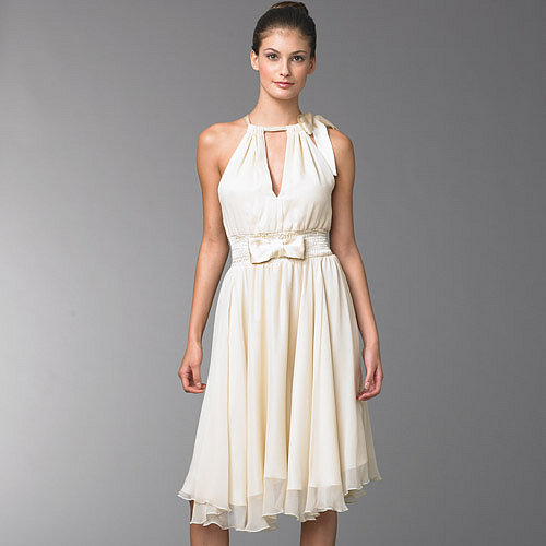 BCBG CREAM SILK DRESS WITH SATIN BOW