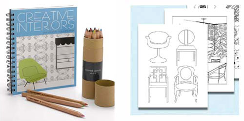 Home Library: Creative Interiors Coloring Book
