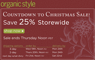 Sale Alert: 25% Off at Organic Style