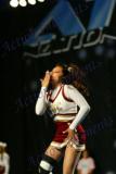 Blowing a kiss at the judges(typical cheerleader move) ;)