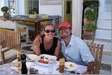 me and my hubby having the best meal, greek salad and frappe's