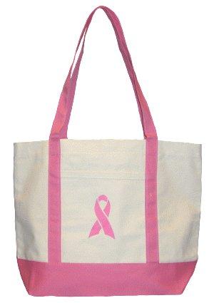 Pink Ribbon Bag - White/Pink Canvas