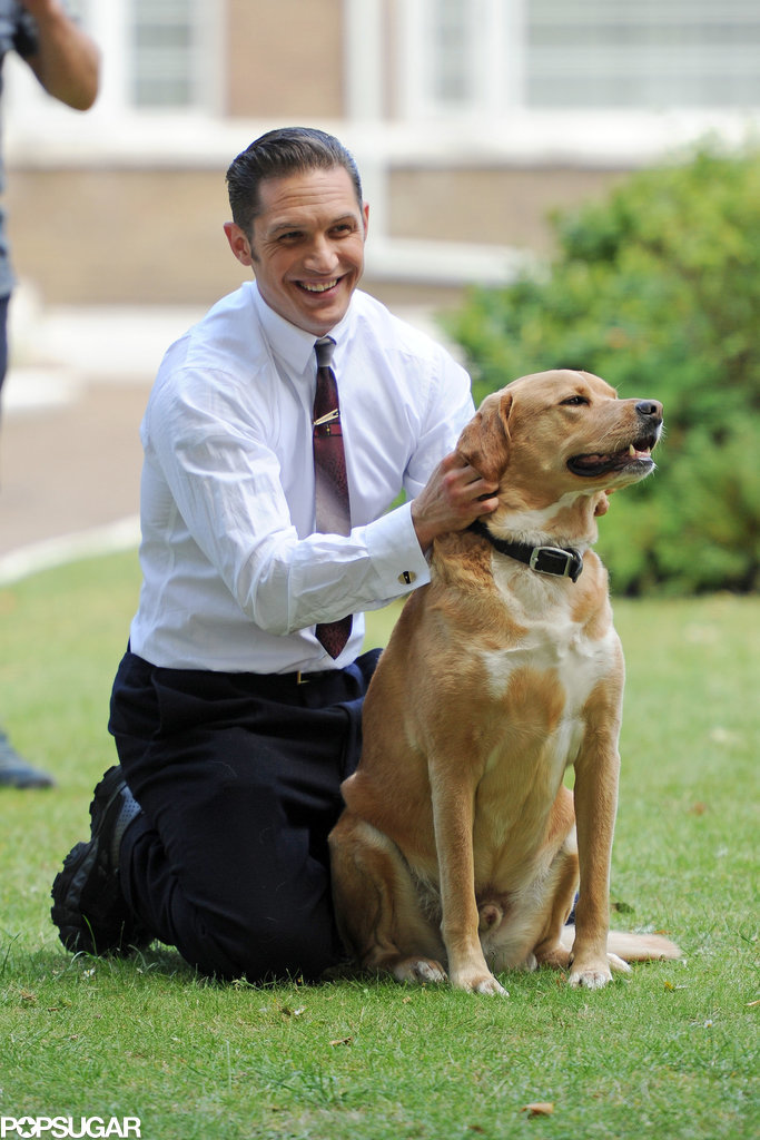 The Style Cat: Tom Hardy With a Dog on the Set of Legend